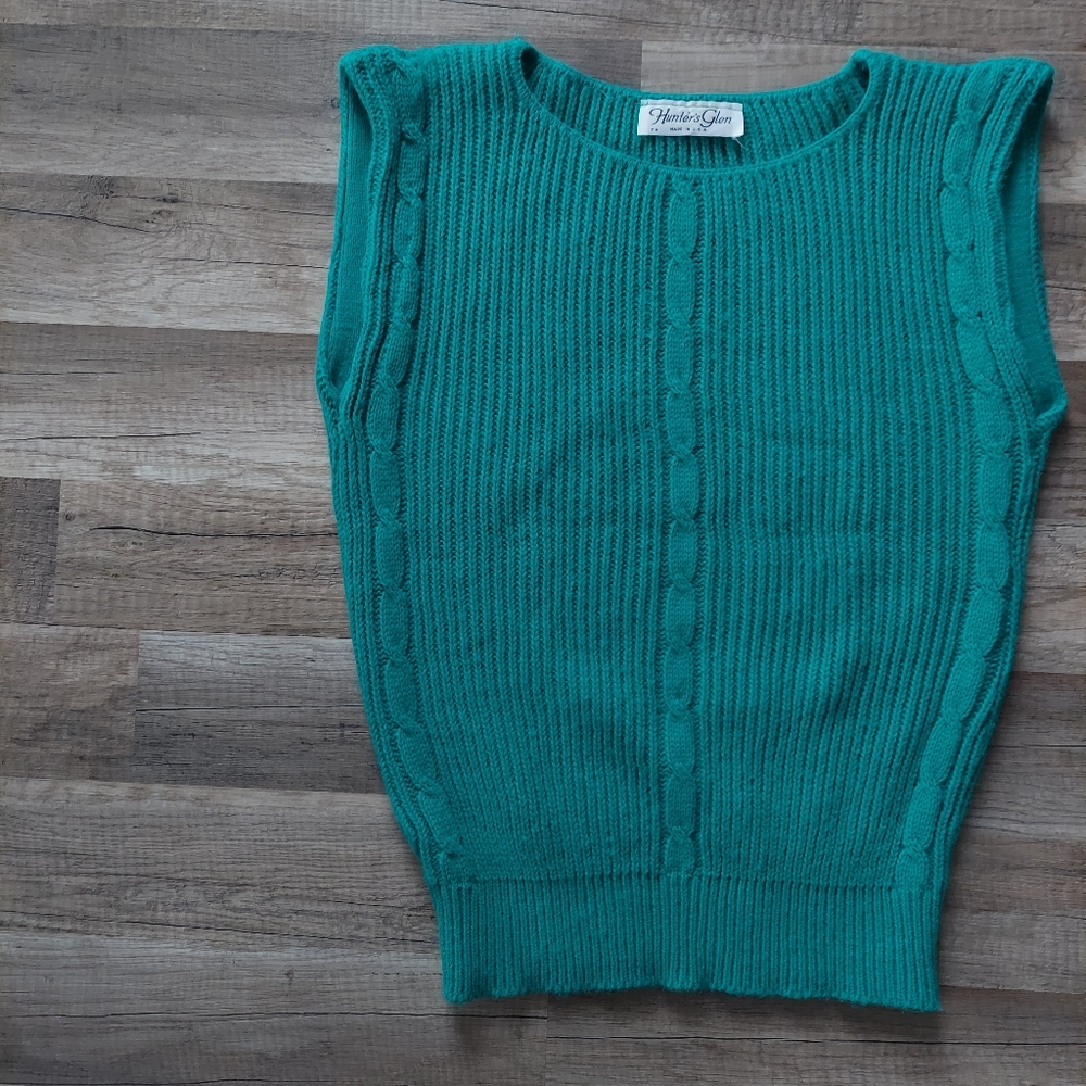 Vintage 80s Teal Sleeveless Sweater Medium